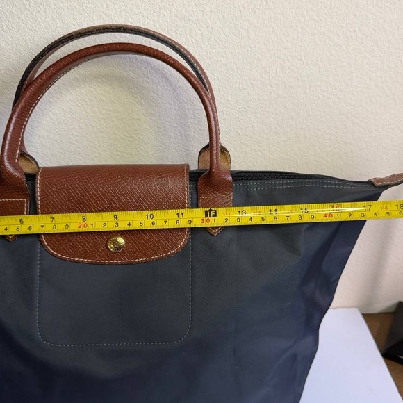 Longchamp Le Pliage Grey Nylon Tote Bag Short Handles - Picture 2 of 12